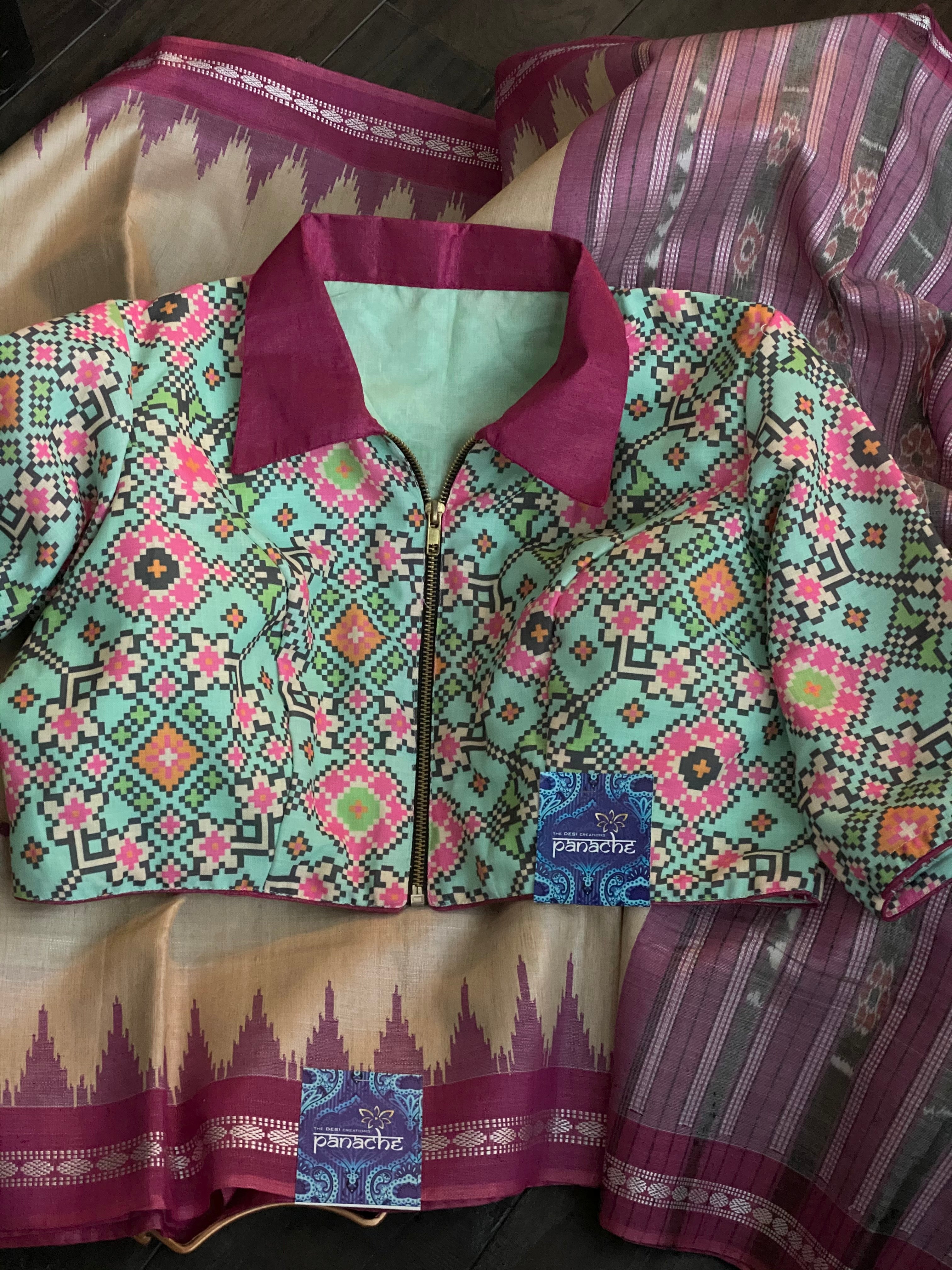 Designer Blouse - Mint Blue Printed