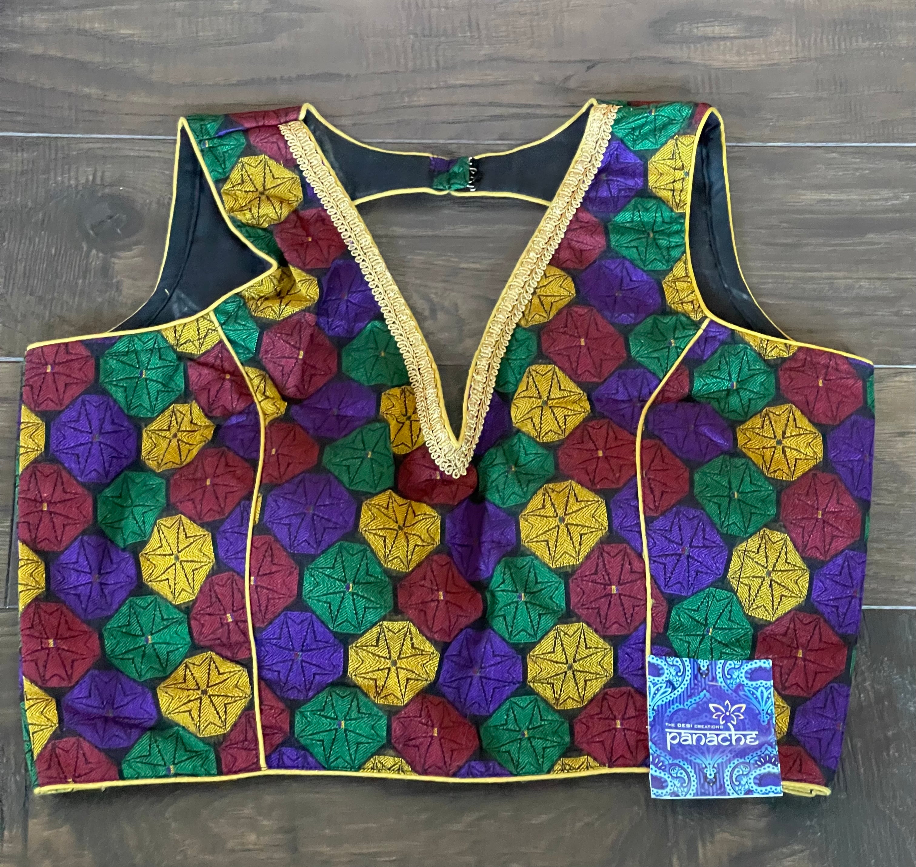 Designer Blouse - Black Yellow Multi color