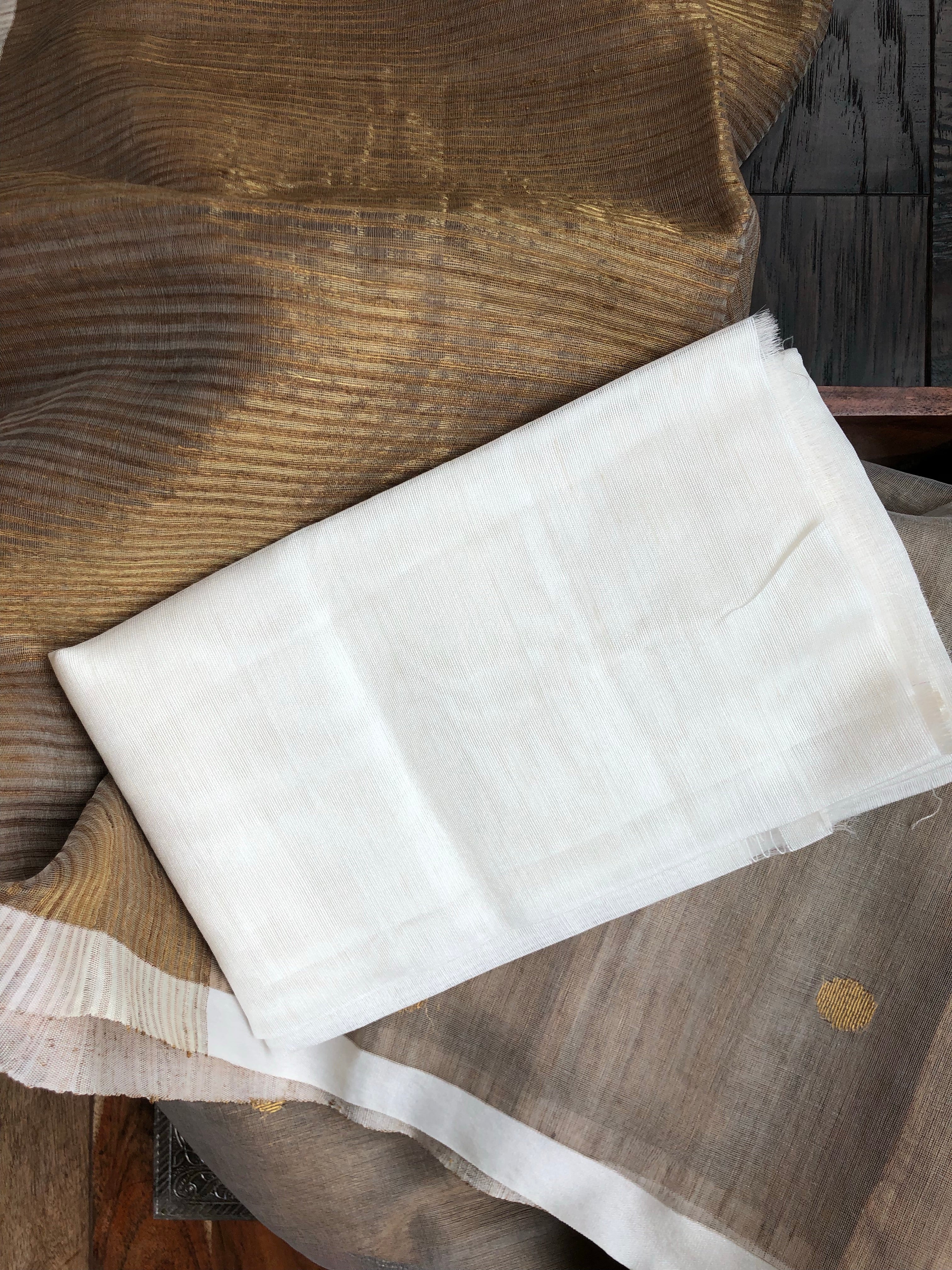 Matka Silk Muslin - White Brown Half Half