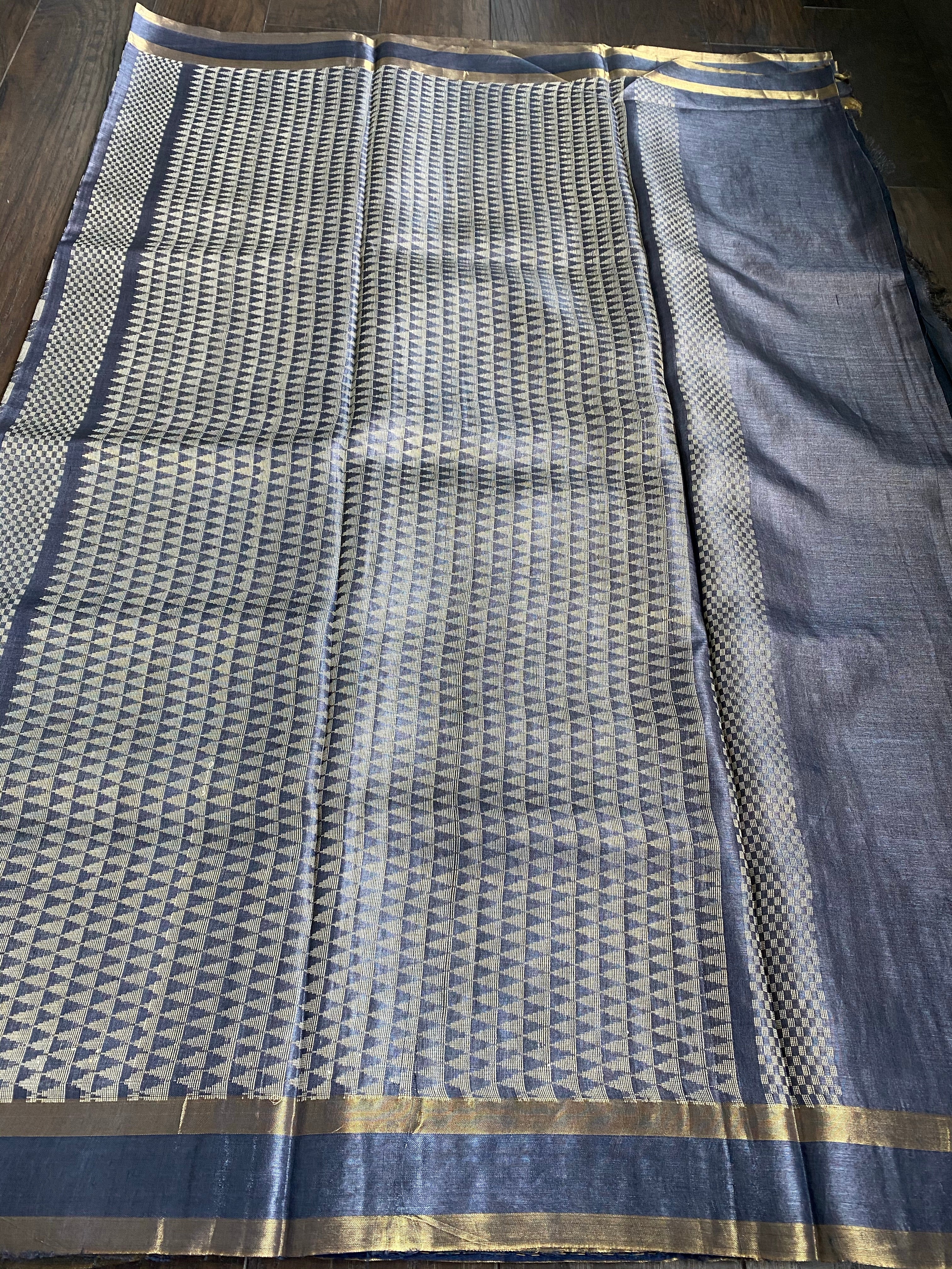 Tussar Silk - Steel Grey Woven