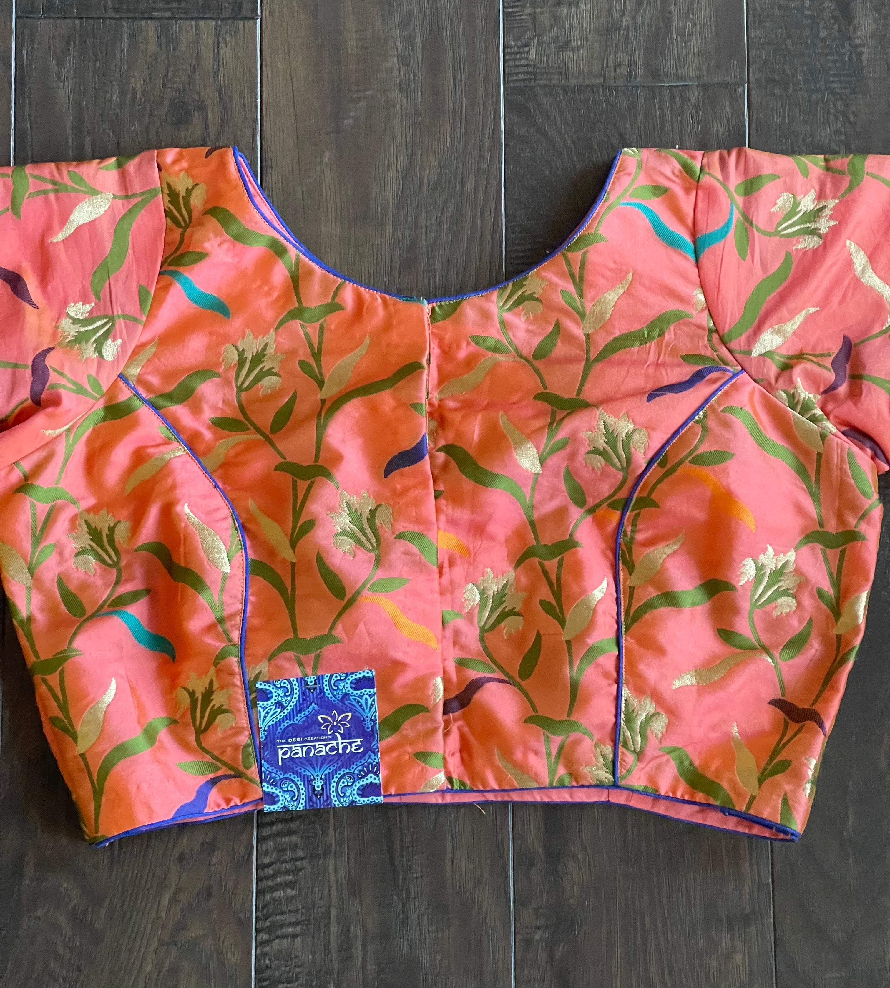 Designer Blouse - Peach Meenakari