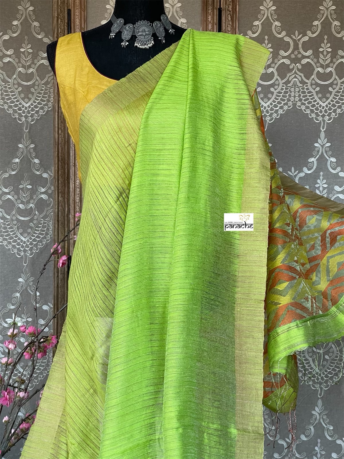 Matka Silk - Green Zari Woven