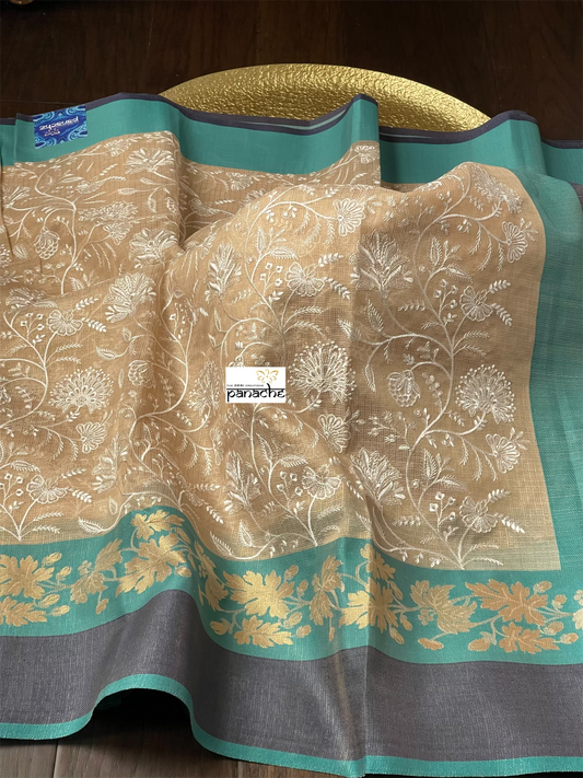 Tissue Kota Silk Embroidered - Golden Beige FIrozi