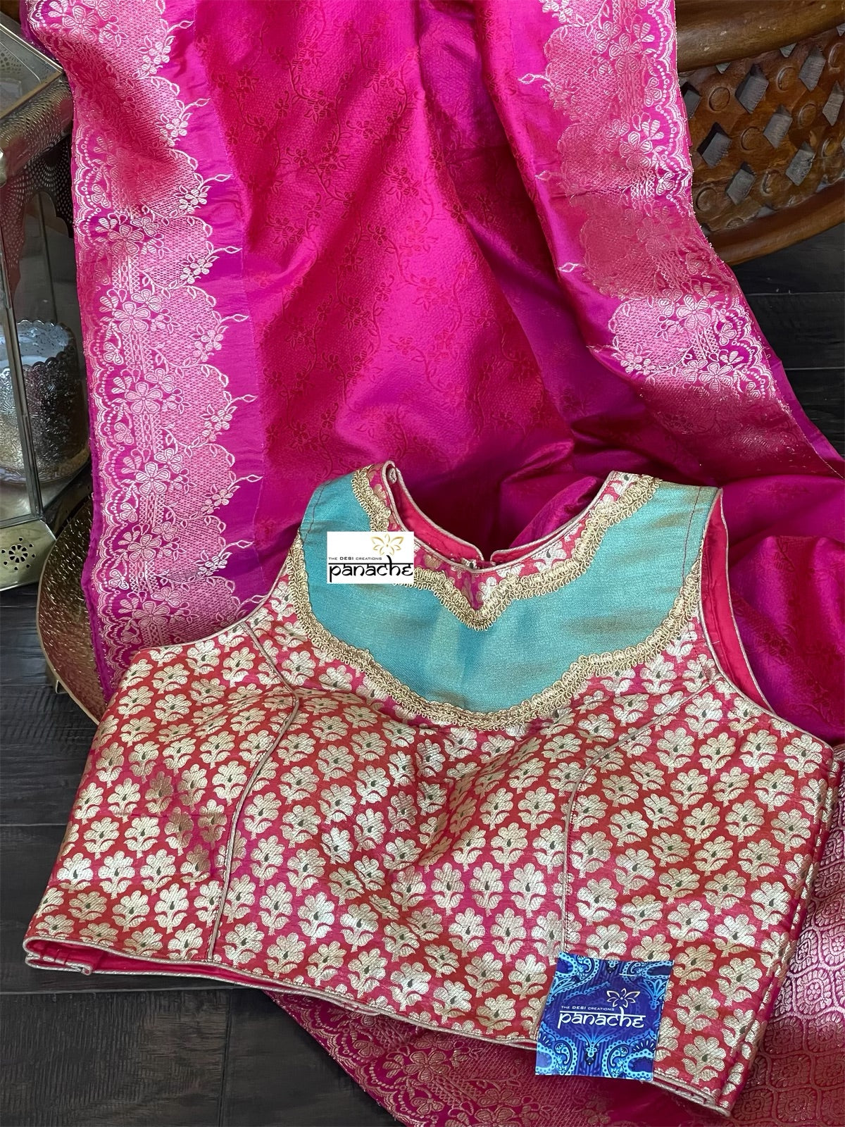 Designer Blouse - Raspberry Pink Meenakari