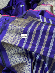Pure Silk Banarasi - Purple Blue Kadwa