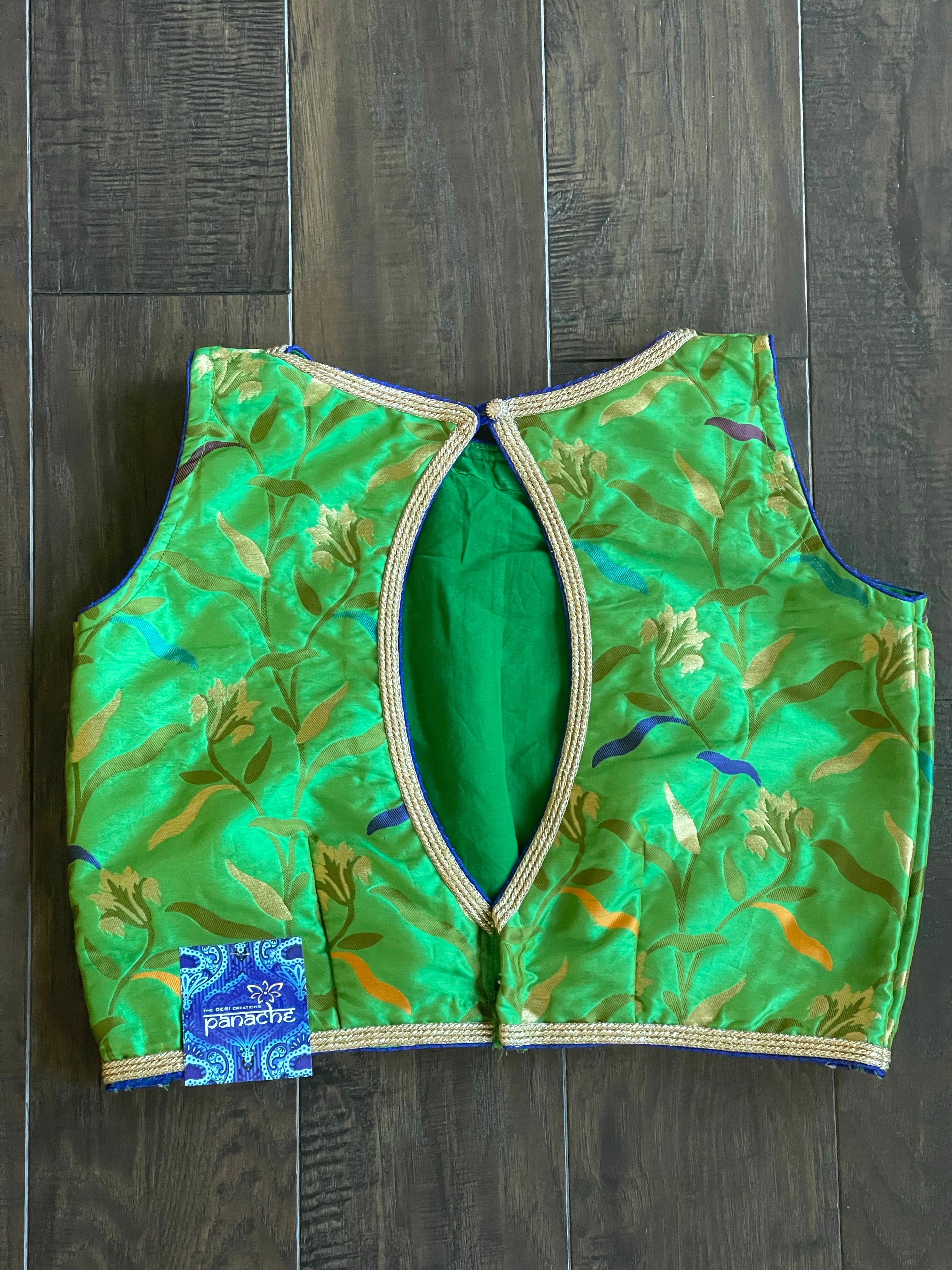 Designer Blouse - Green Blue Meenakari
