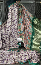 Modal Silk Ajrakh - Plum Green