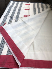 Pure Khadi Handloom - Off White Red Black Border