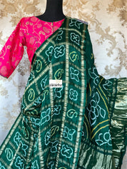 Pure Gajji Silk Gharchola - Green Bandhej