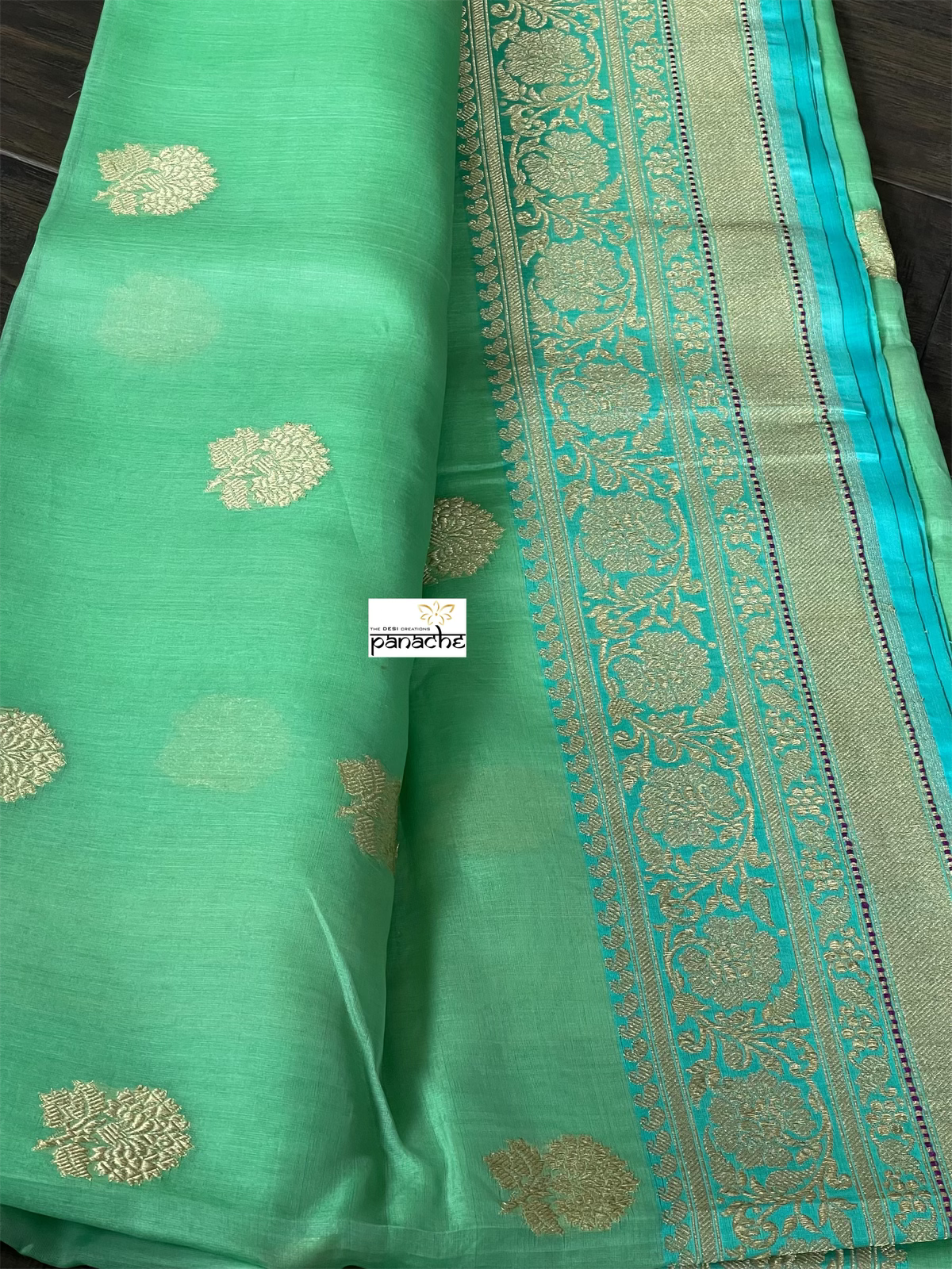 Organza Silk Banarasi - Sea-foam Green Firozi khadwa