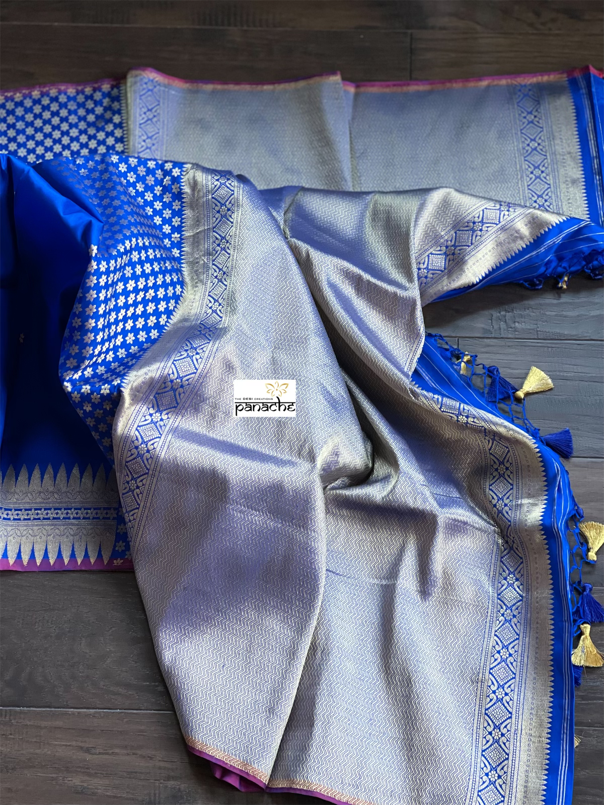 Katan Silk Banarasi - Royal Blue Kadwa