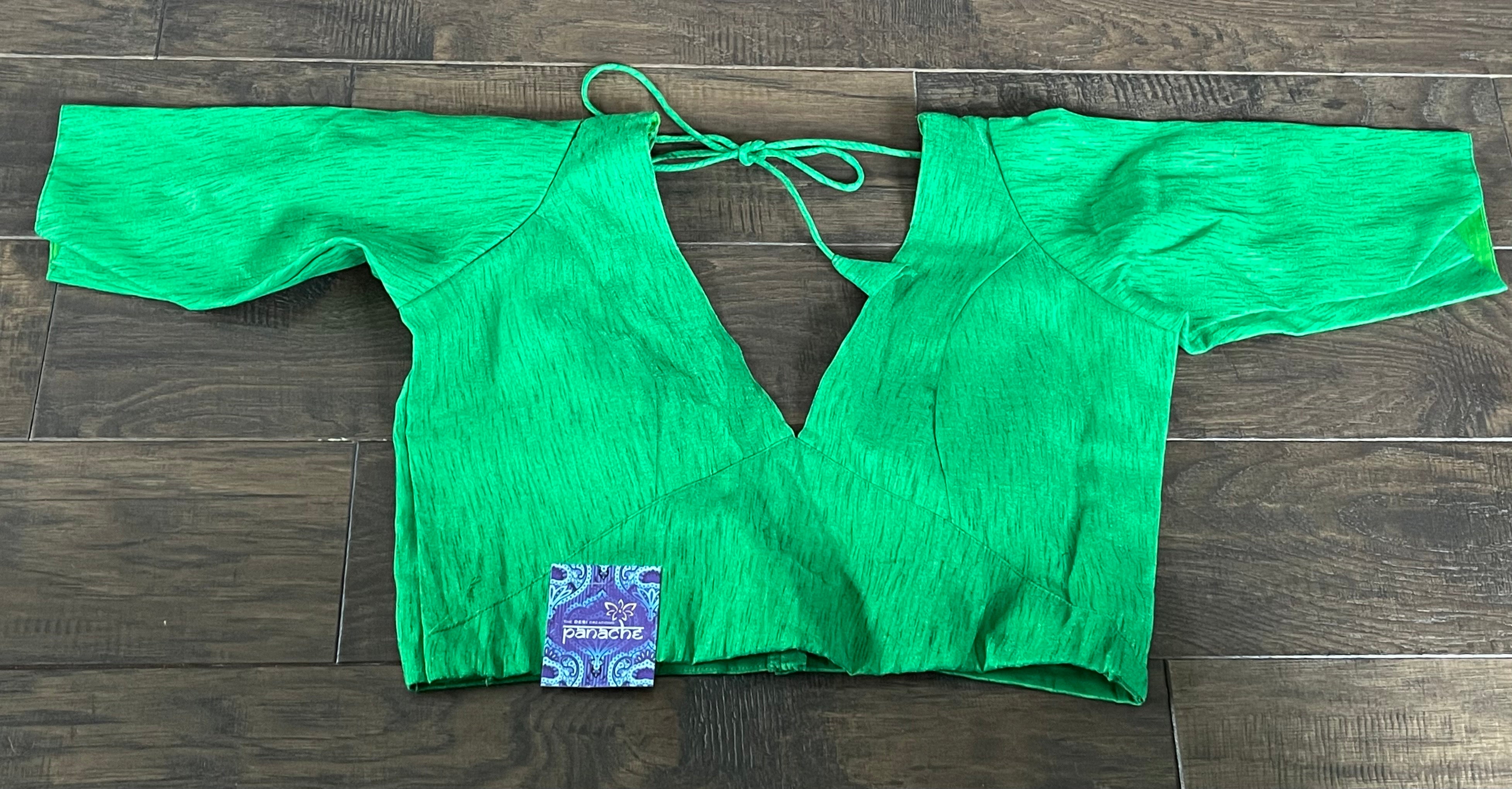 Designer Blouse - Green Raw Silk