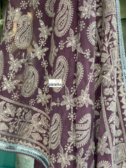 Designer Pure Georgette Chikankari - Dark Chocolate