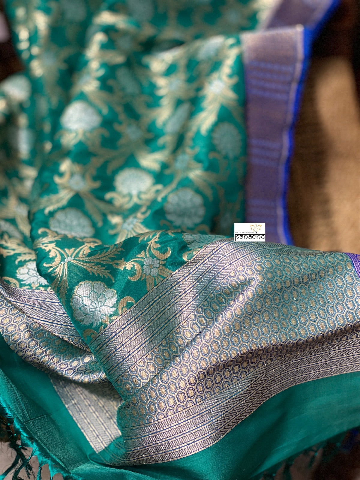 Pure Silk Banarasi Dupatta - Sea Green Handwoven