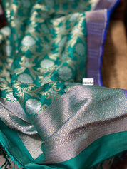 Pure Silk Banarasi Dupatta - Sea Green Handwoven