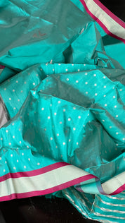 Pure Silk Katan Banarasi- Sea Green Antique Zari