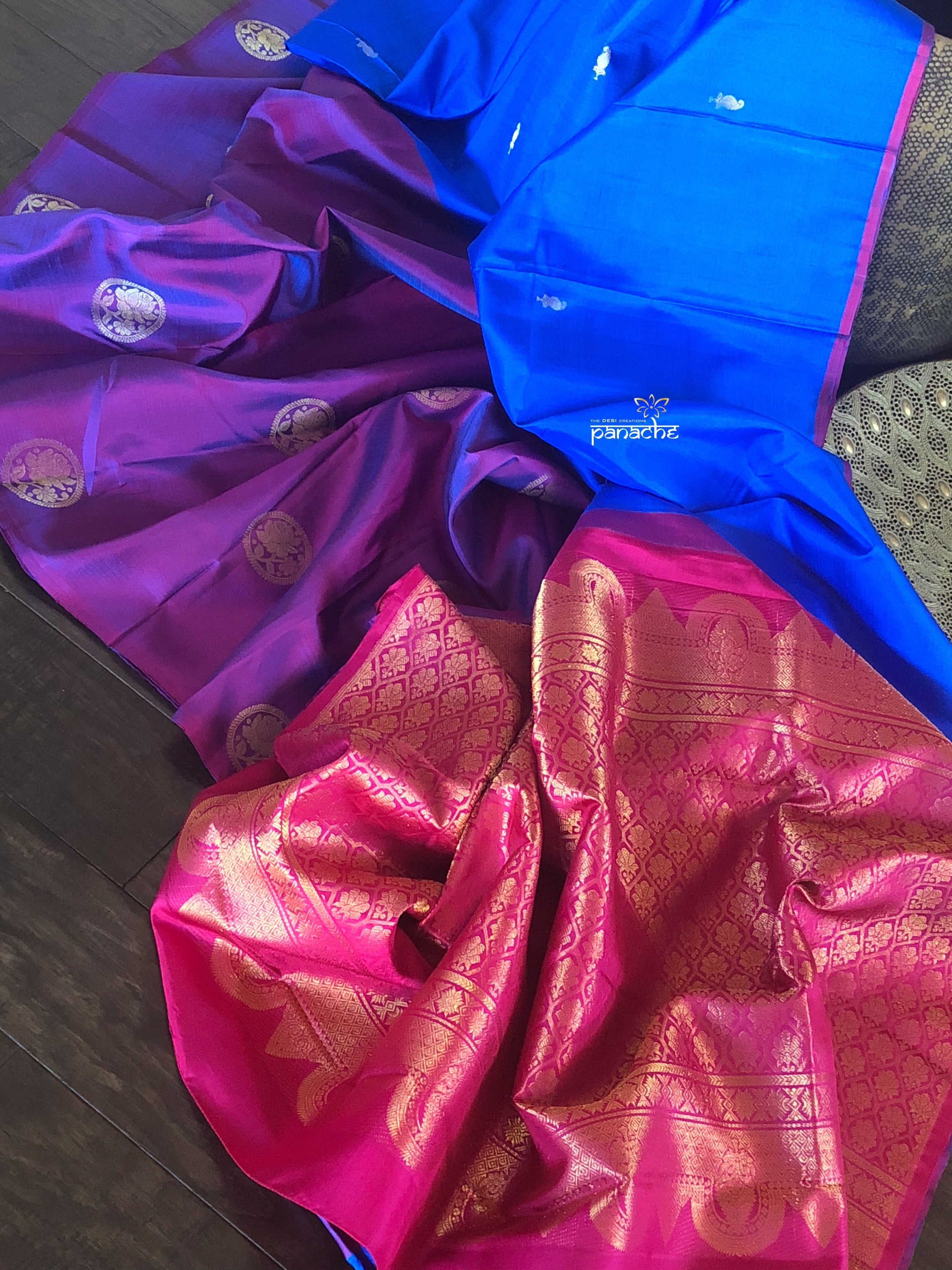 Pure Silk Kanjivaram - Royal Blue Purple Magenta