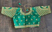 Designer Blouse - Green Golden embroidered