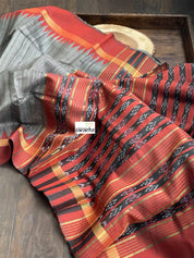 Pure Raw Silk - Grey Rust