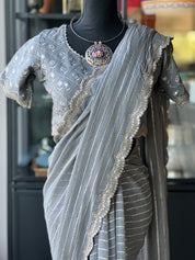 Designer Georgette Saree Blouse - Grey