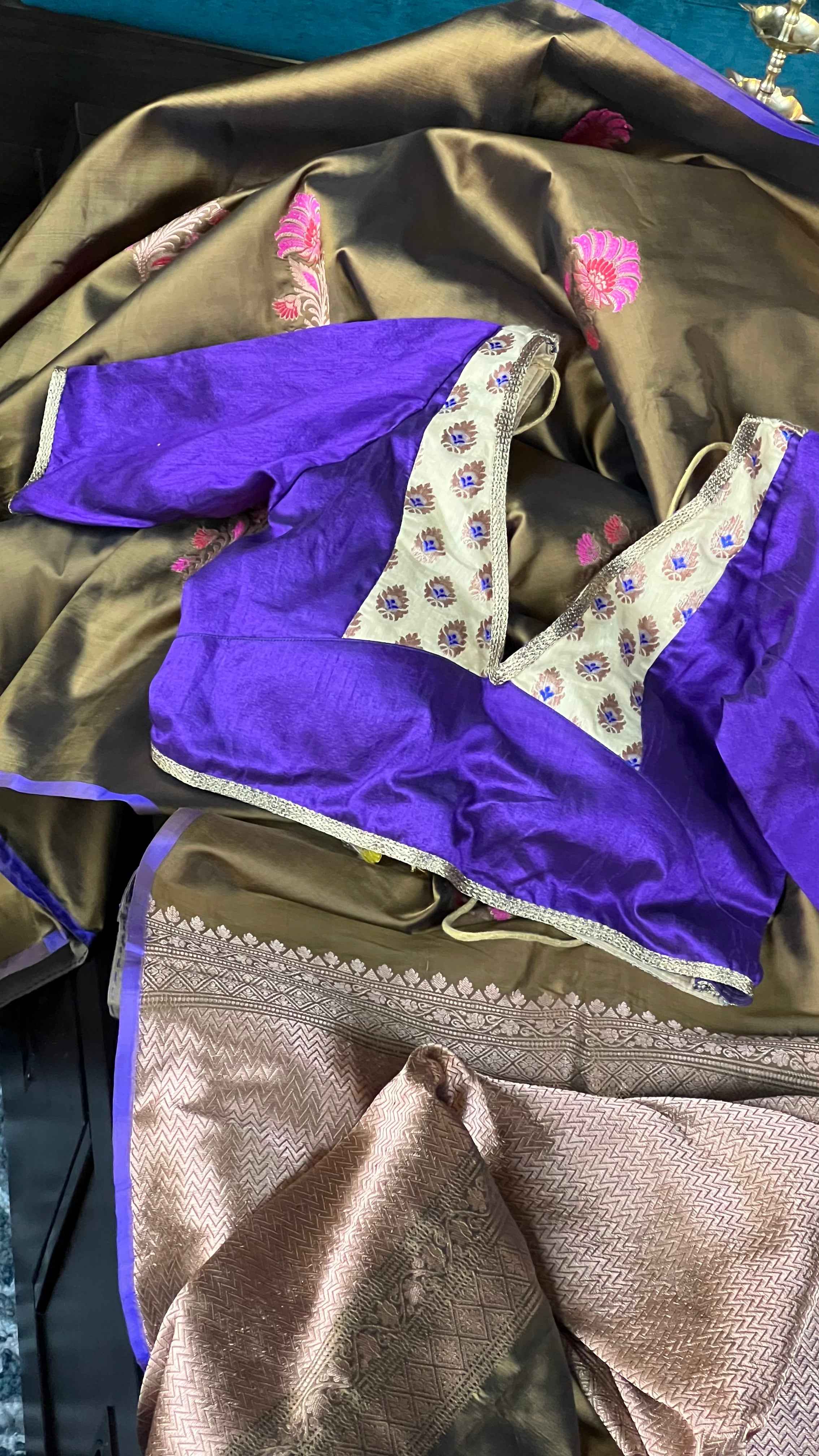 Designer Blouse - Purple V neck