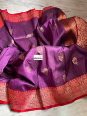 Pure Tussar Silk Banarasi - Purple Red