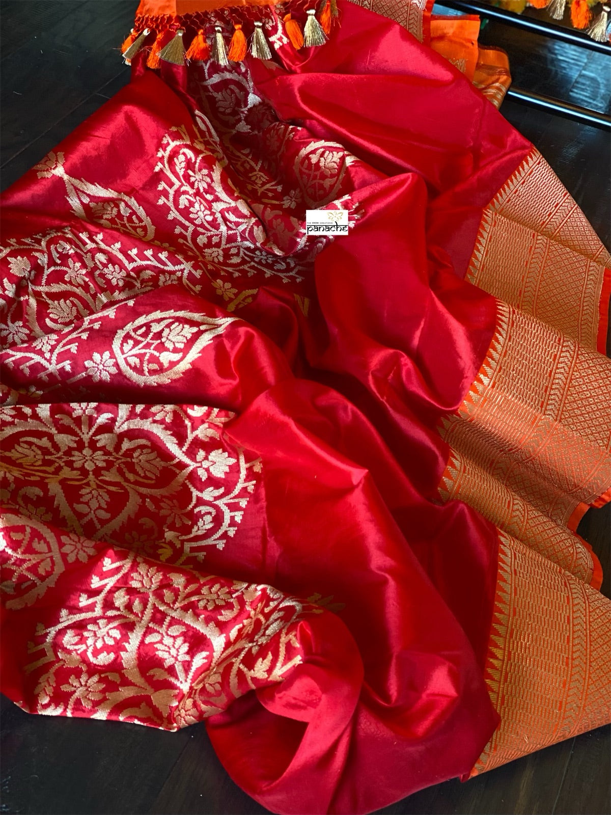 Pure Silk Banarasi - Red Rusty Orange