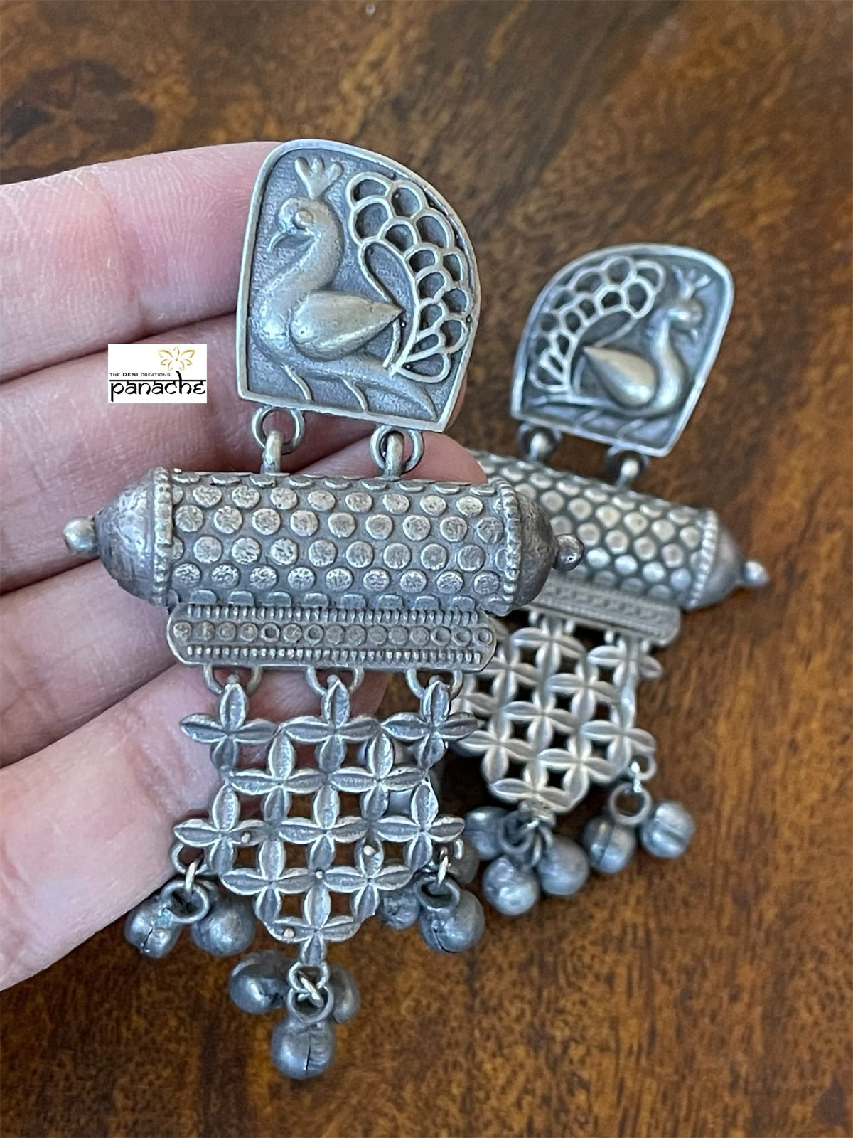 Jewelry Earring - German Silver Peacock Dangler