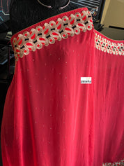 Designer Chiffon- Red Zari border