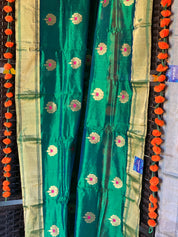 Pure Chanderi Silk - Green Eknaliya Woven Meenakari