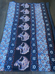 Soft Cotton Ajrakh Saree - Grey Black Maroon Printed