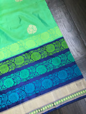 Katan Silk Banarasi - Green Blue Dual Shaded