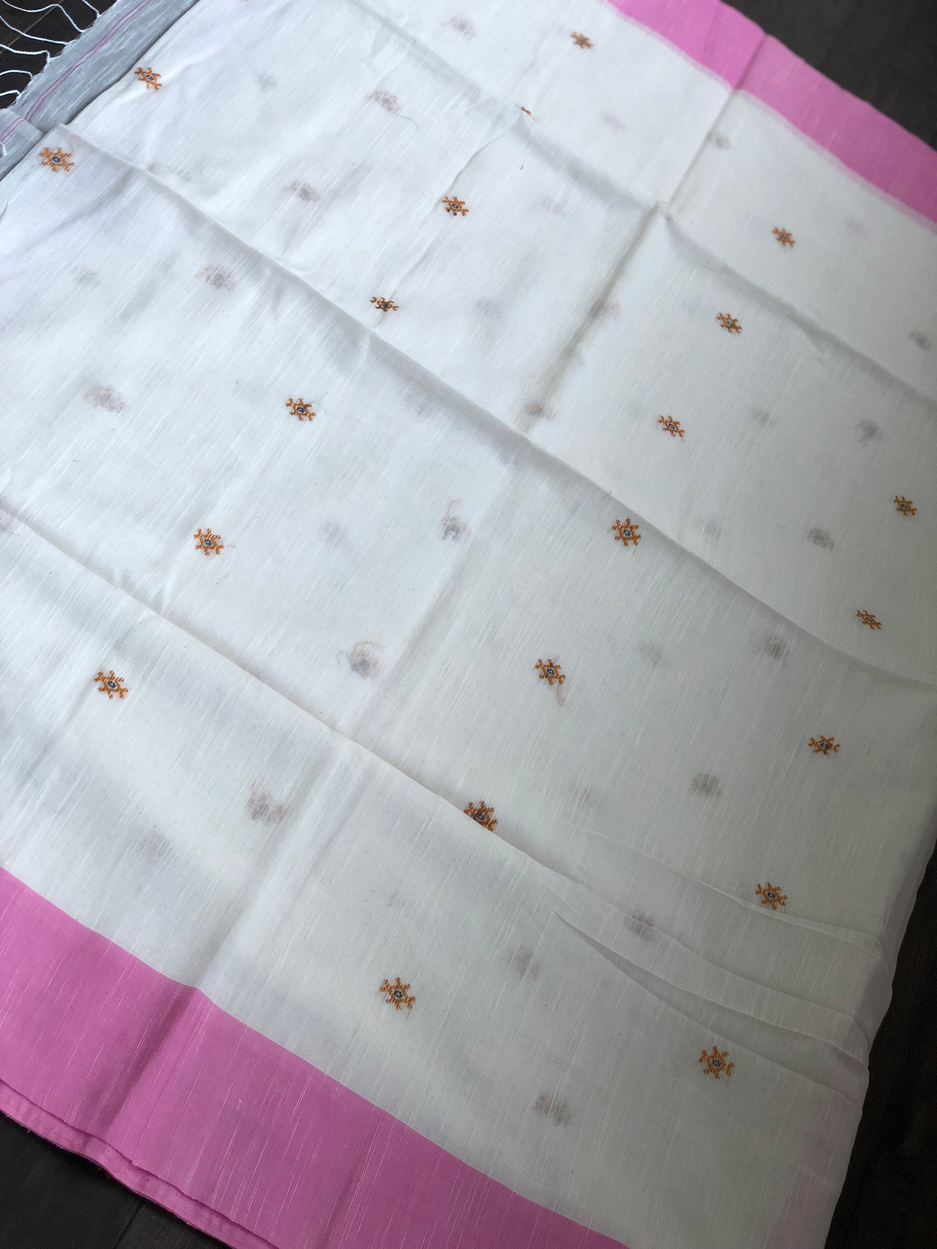 Pure Khadi Handloom - Offwhite Pink Woven