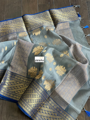 Chanderi Organza Silk - Gray Blue