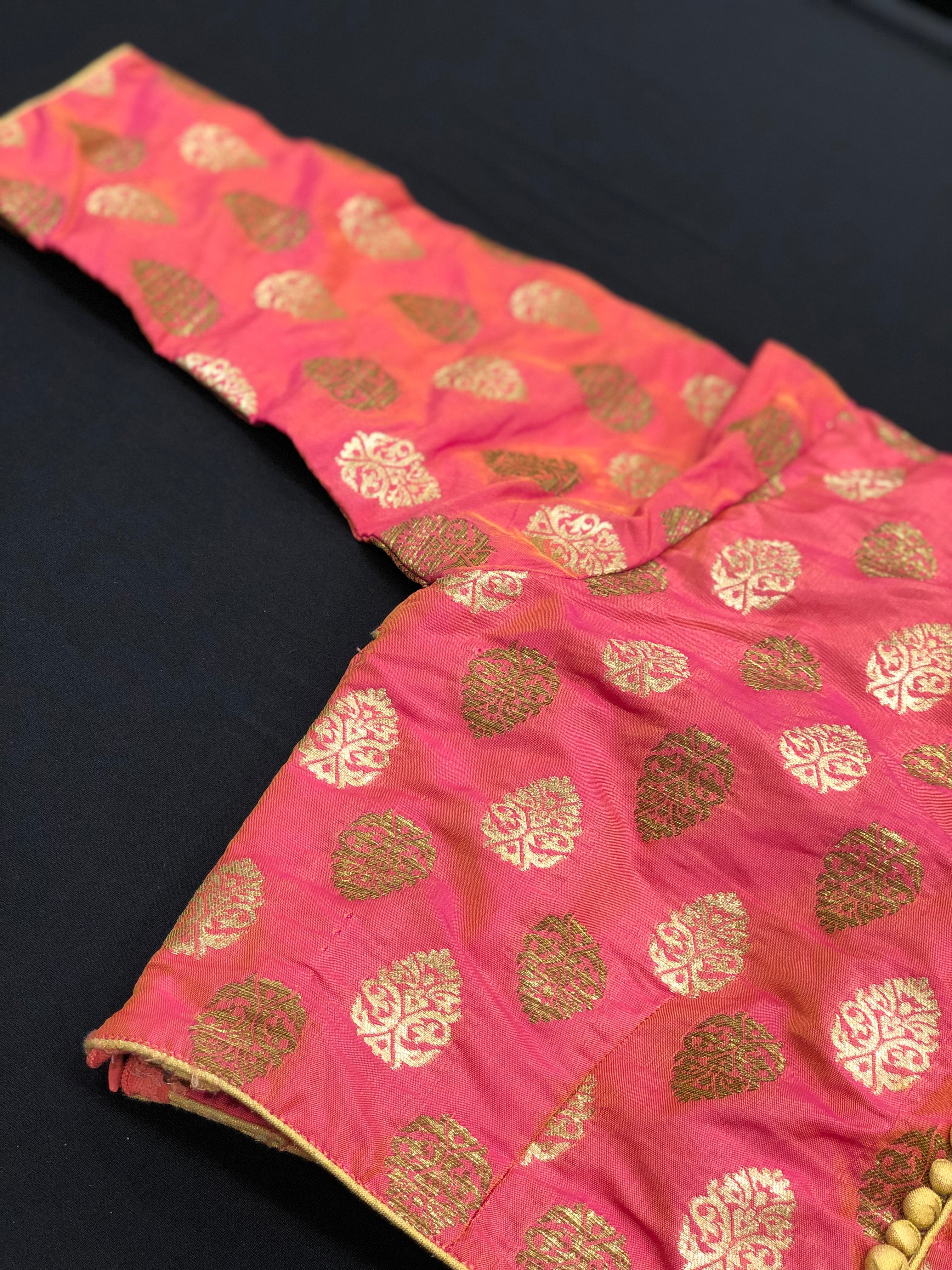 Designer Blouse - Peach Pink Dual Shaded