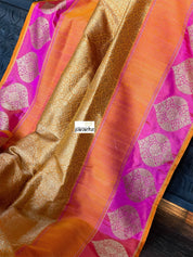 Pure Silk Brocade Banarasi - Mustard Yellow Kadwa Woven