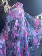 Designer Satin on Organza - Light Grey Pink