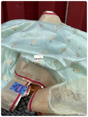 Designer Pure Chanderi Silk - Mint Green Eknaliya Woven