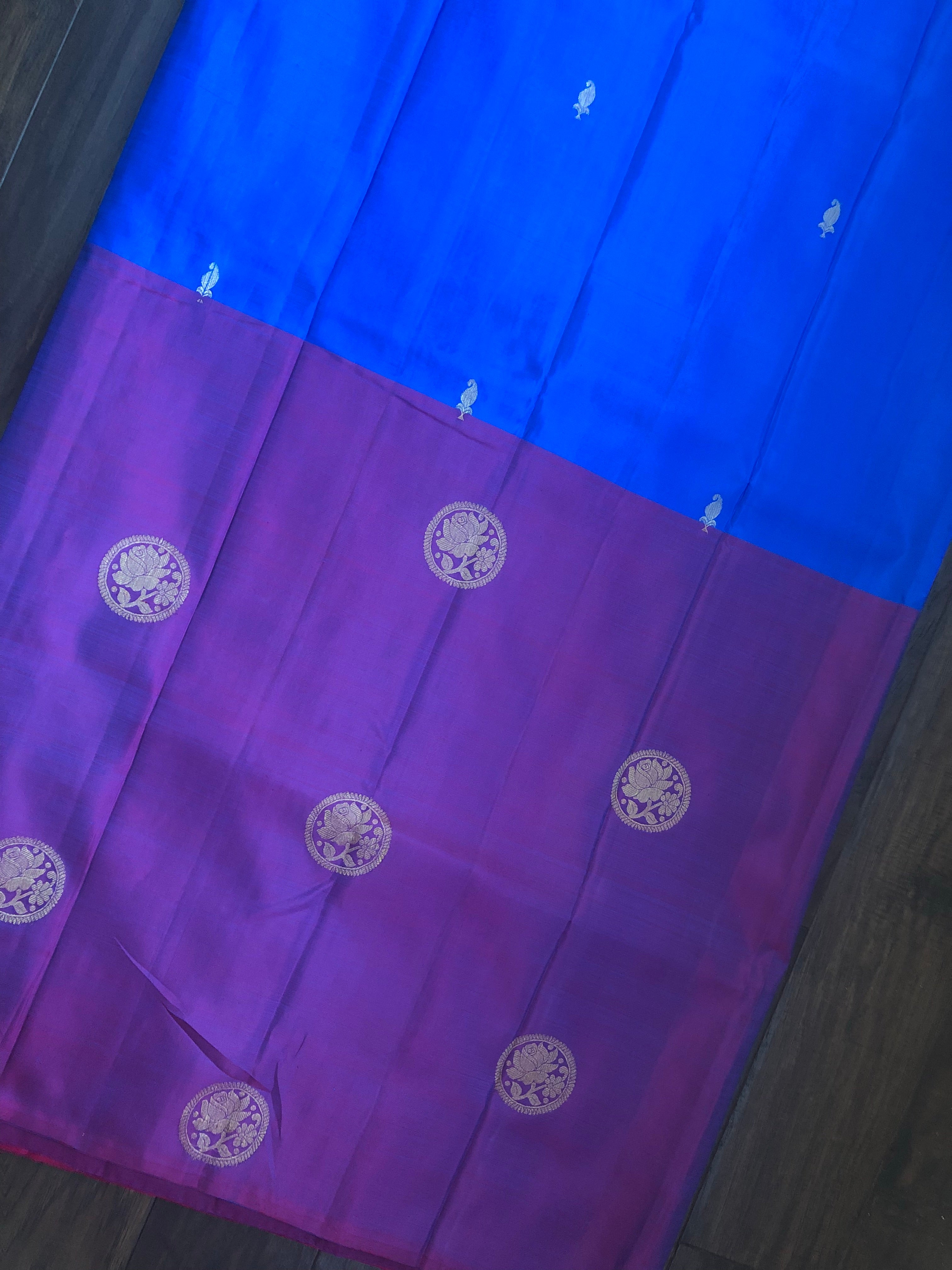 Pure Silk Kanjivaram - Royal Blue Purple Magenta