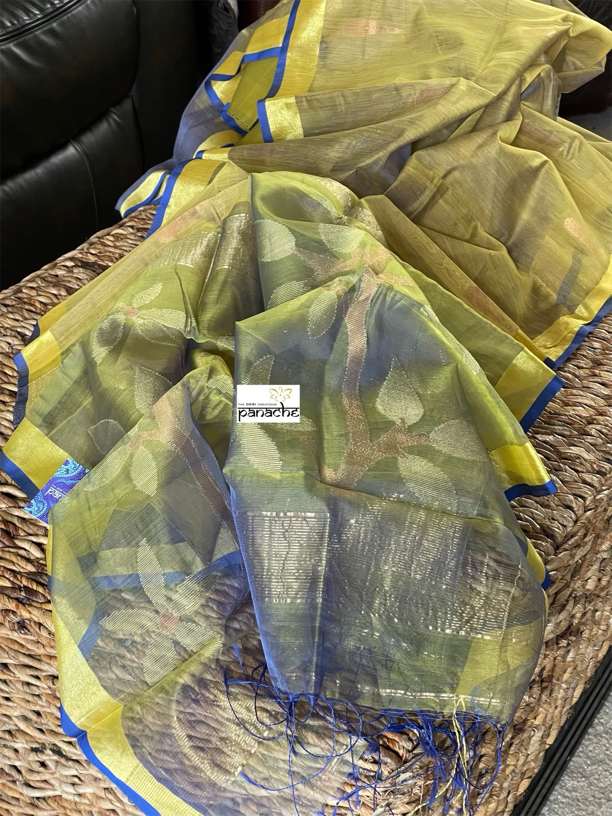 Cotton Silk Jamdaani - Green Yellow