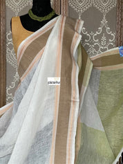 Linen Handloom - Off White Pista Green