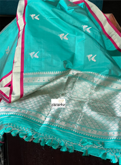 Pure Silk Katan Banarasi- Sea Green Antique Zari