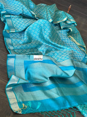 Tussar Silk - Firozi Blue Resham Woven