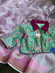 Designer Blouse - Mint Blue Printed