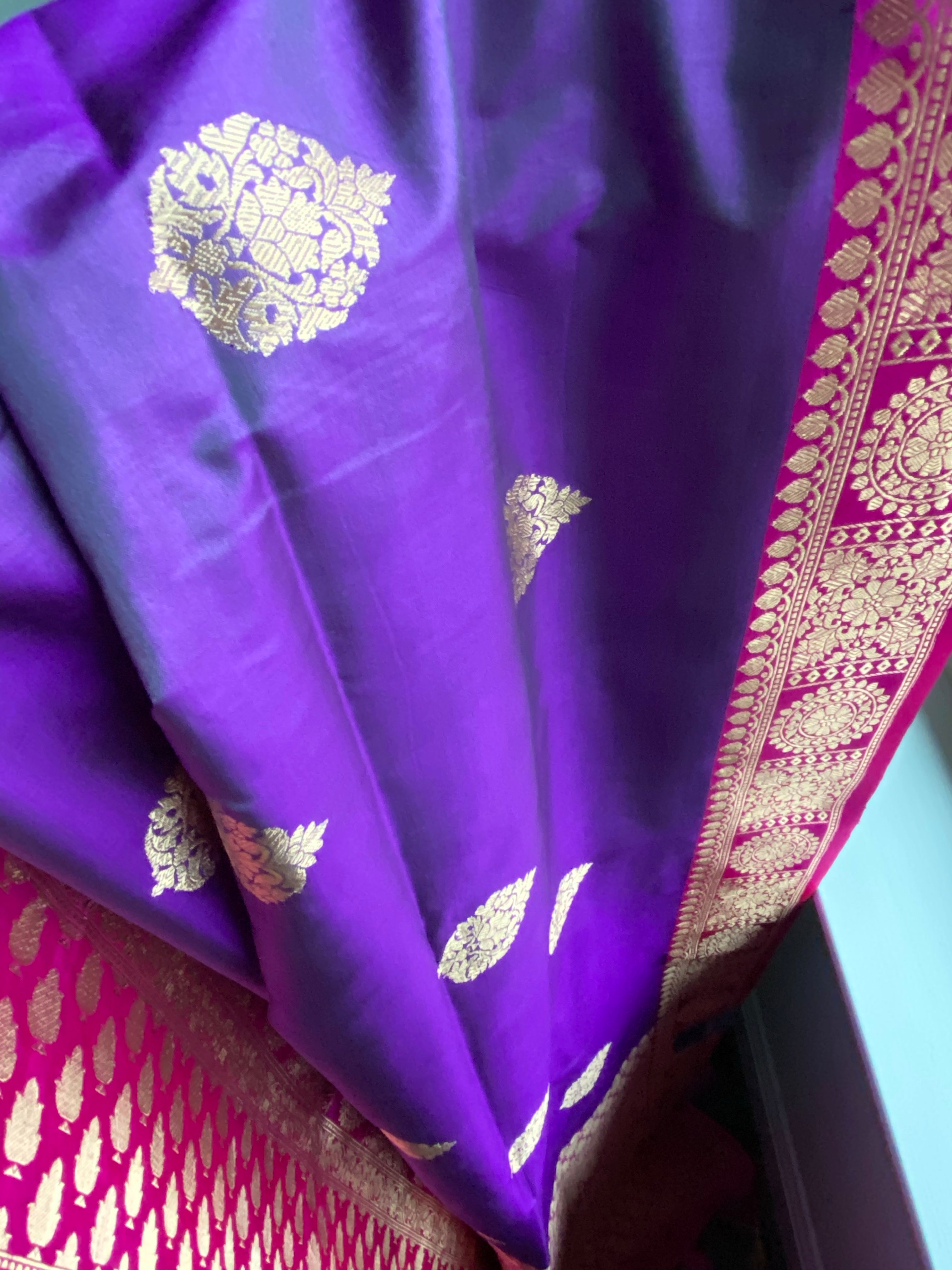 Katan Silk Banarasi - Purple Magenta