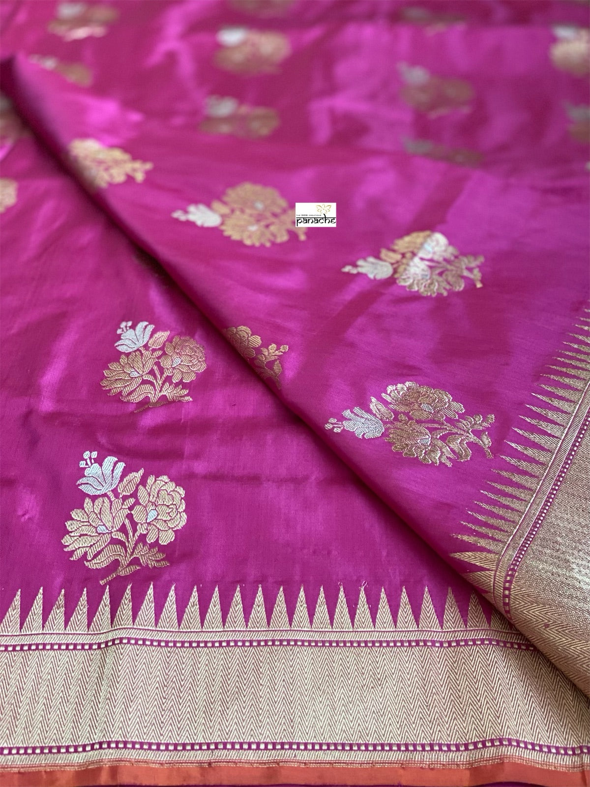 Pure Silk Katan Banarasi - Magenta Pink Kadhwa