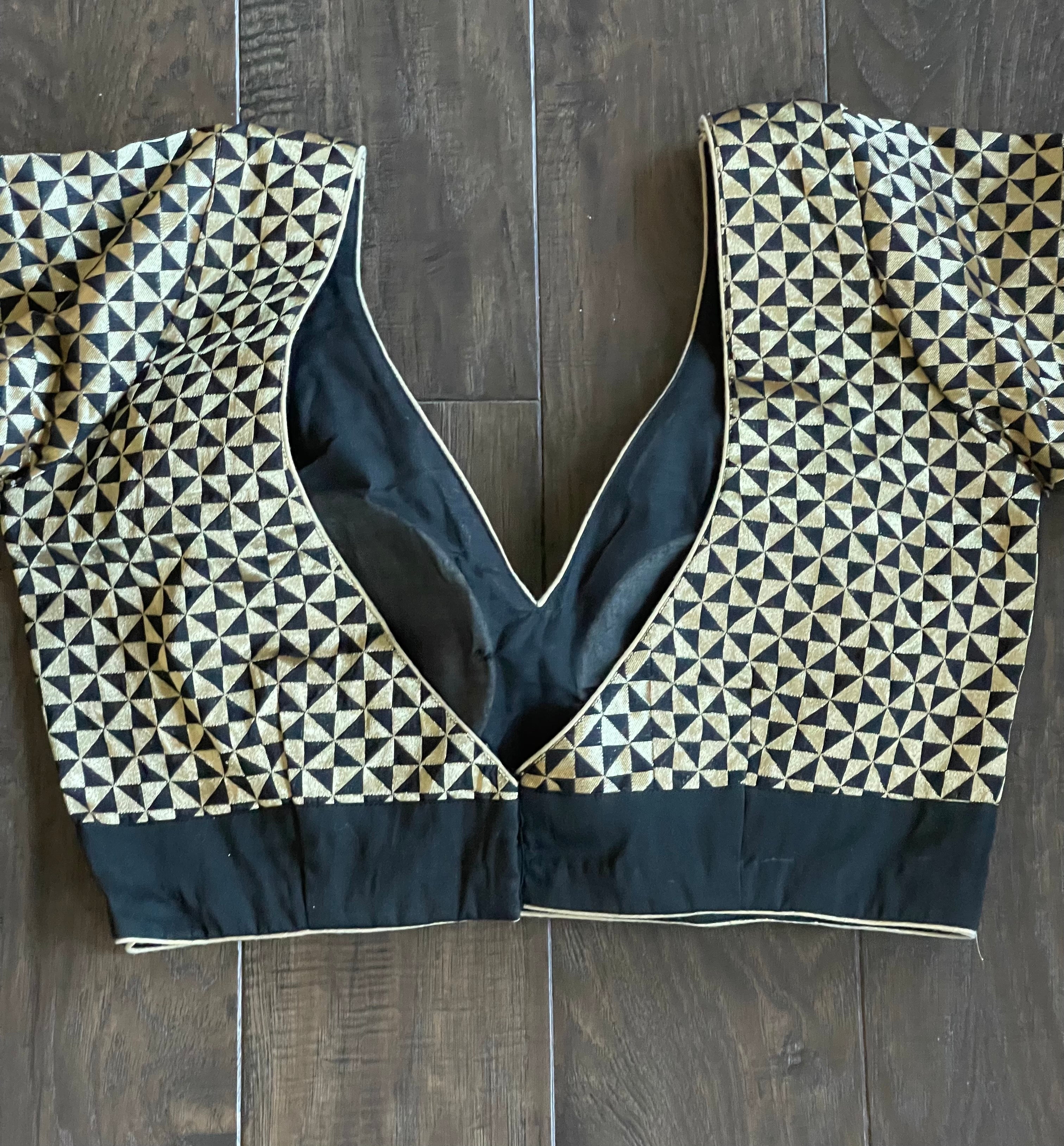 Designer Blouse - Black Gold Zari