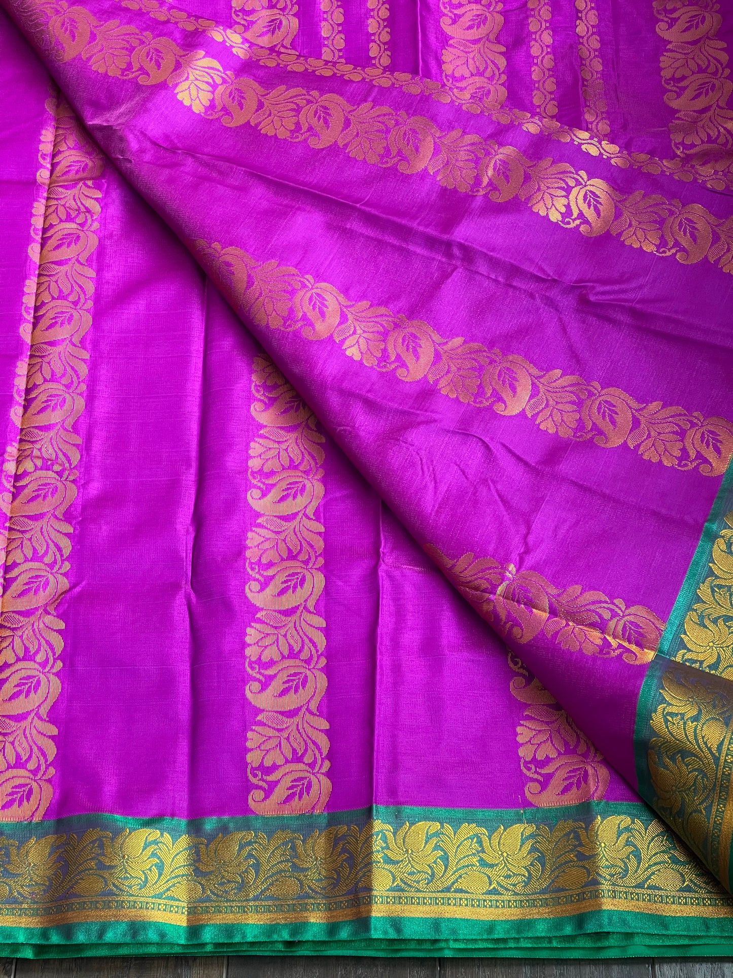 Soft Silk Kanjivaram - Magenta Purple Green