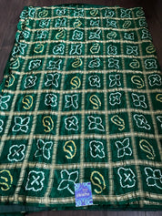 Pure Gajji Silk Gharchola - Green Bandhej
