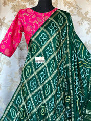 Pure Gajji Silk Gharchola - Green Bandhej